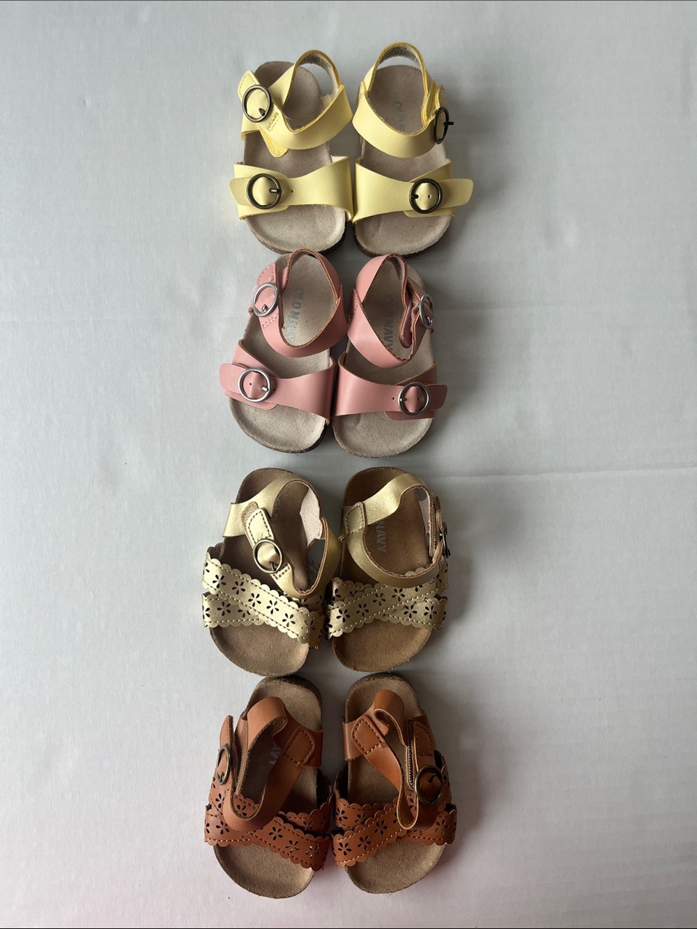 Old Navy Kids Sandal Set in Yellow, Pink, Gold & Brown